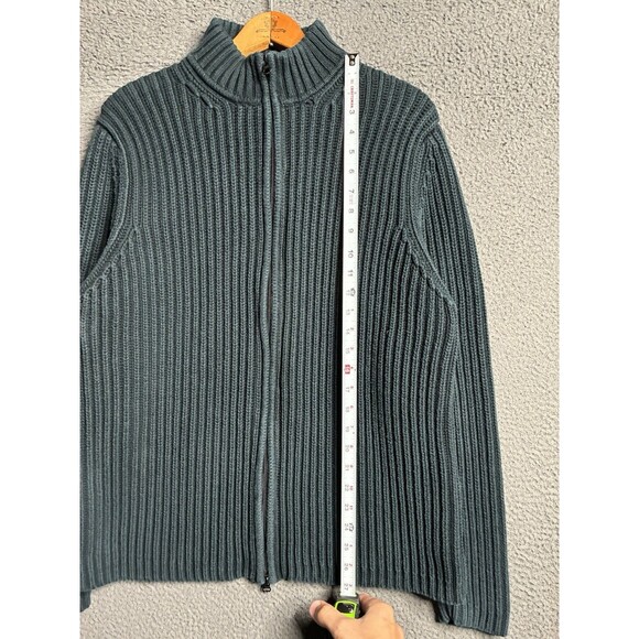 Vintage 90's GAP Green Ribbed Full Zip Cardigan Sweater Size XL 100% Cotton - Picture 9 of 9
